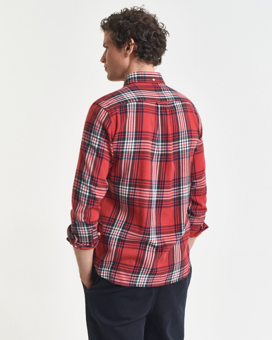camisa de franela a cuadros de corte regular y efecto viento - Óxido moderno