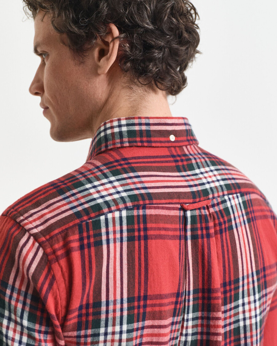 camisa de franela a cuadros de corte regular y efecto viento - Óxido moderno