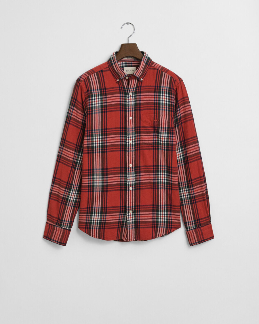 camisa de franela a cuadros de corte regular y efecto viento - Óxido moderno