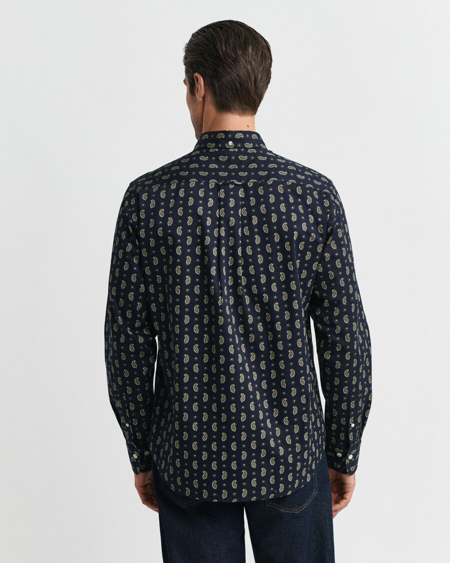 camisa de sarga con estampado paisley de corte regular - azul noche