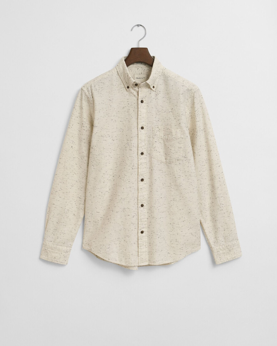 camisa de franela nepps de corte regular - crema