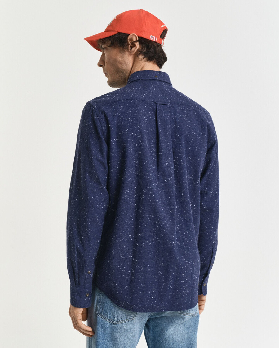 camisa de franela nepps de corte regular - azul persa