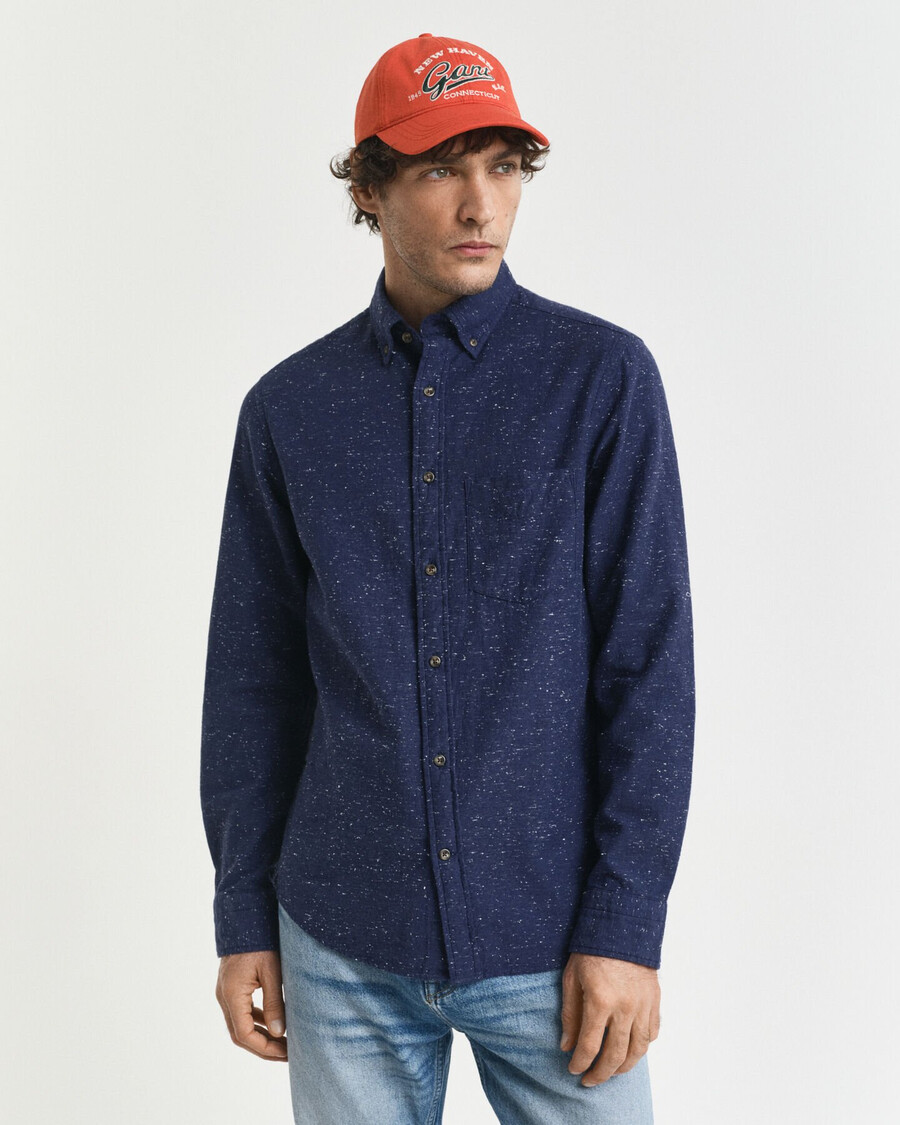 camisa de franela nepps de corte regular - azul persa
