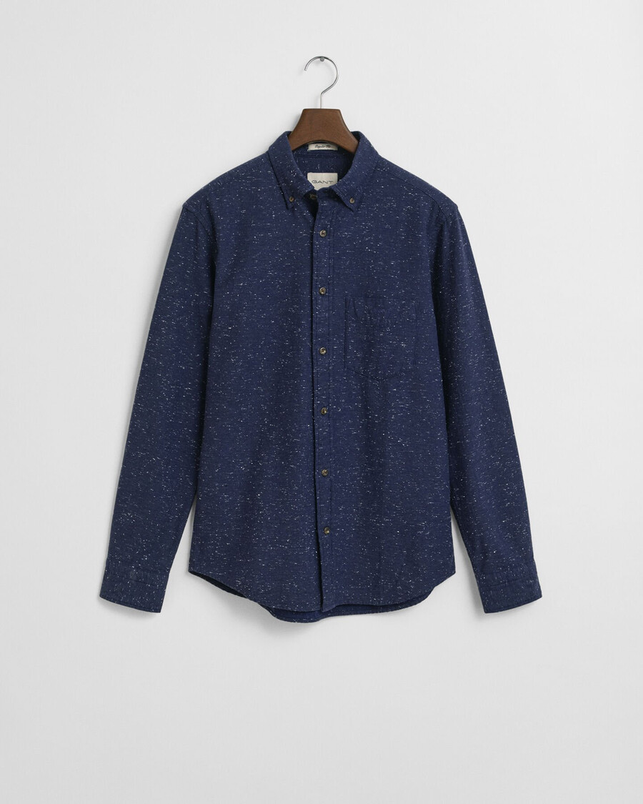 camisa de franela nepps de corte regular - azul persa