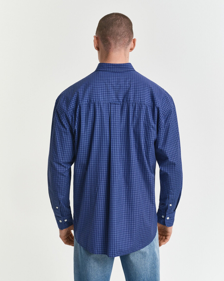 camisa oversize de popelina a cuadros micro - azul persa