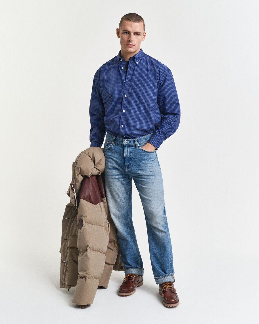 camisa oversize de popelina a cuadros micro - azul persa