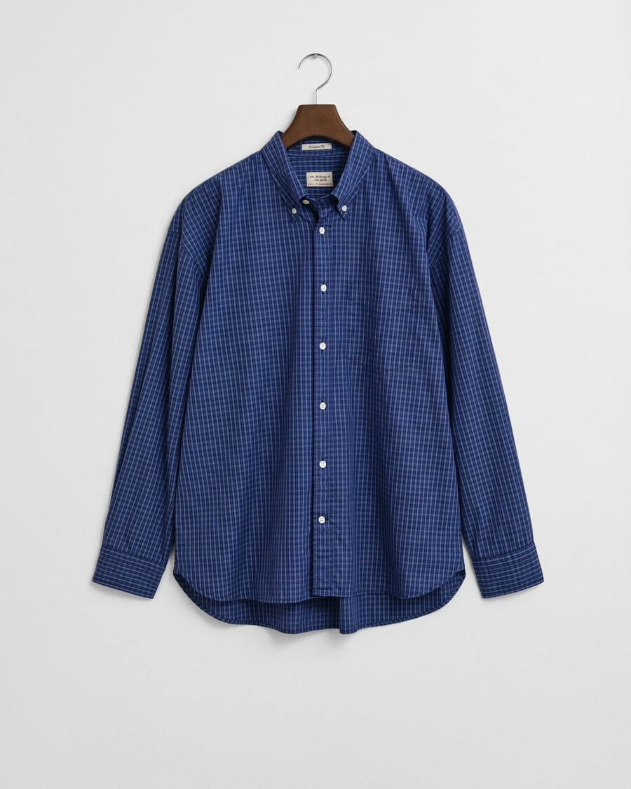 camisa oversize de popelina a cuadros micro - azul persa