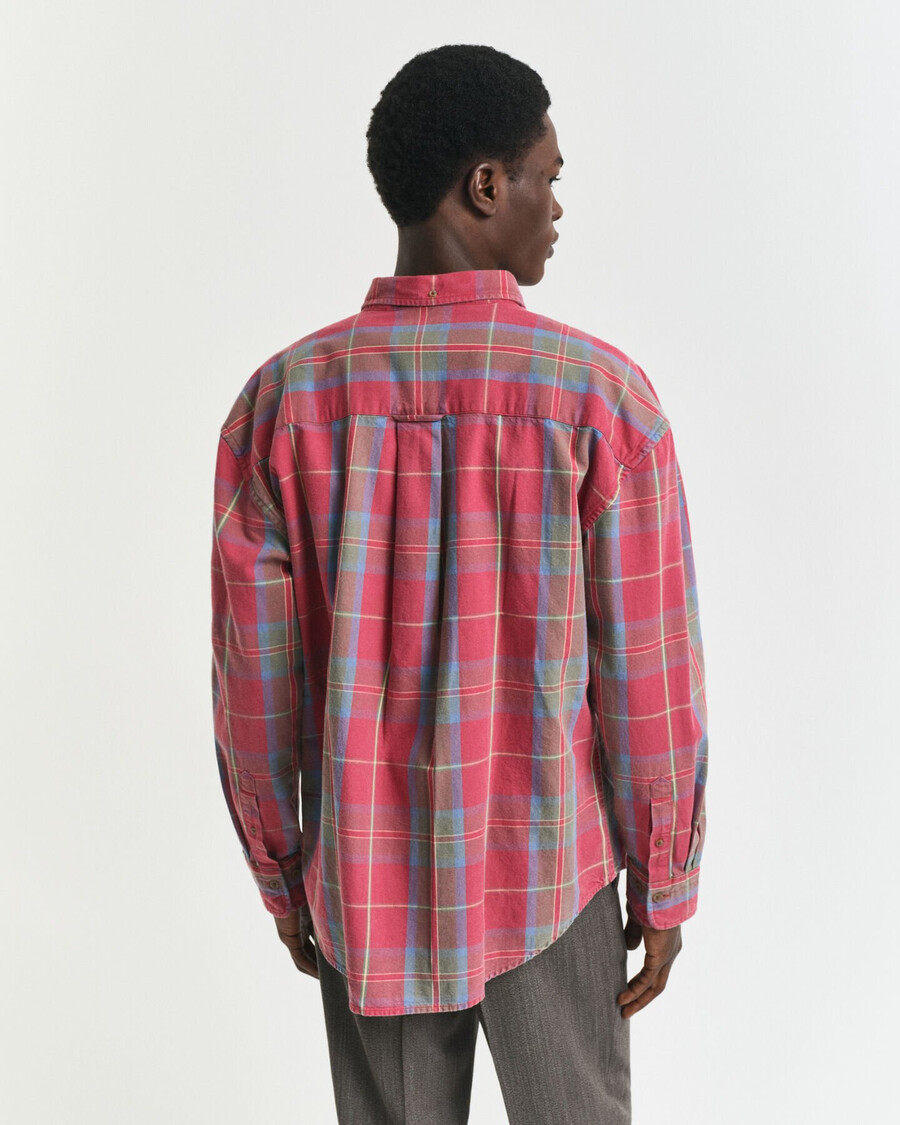 camisa oversize de sarga lavada a cuadros - modern rust