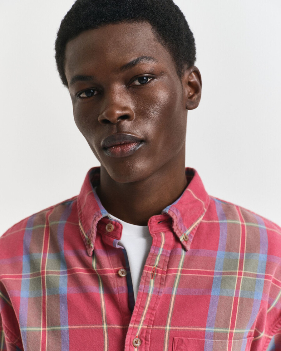 camisa oversize de sarga lavada a cuadros - modern rust
