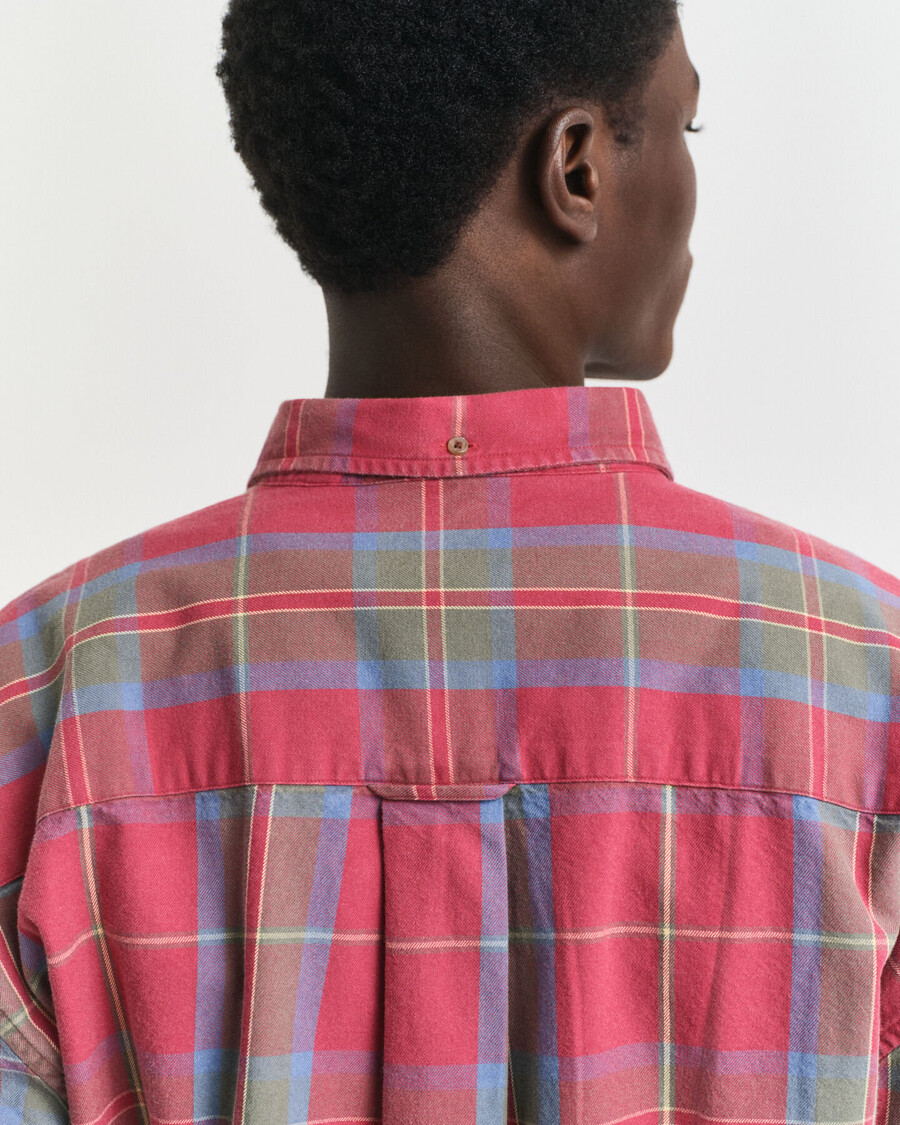 camisa oversize de sarga lavada a cuadros - modern rust