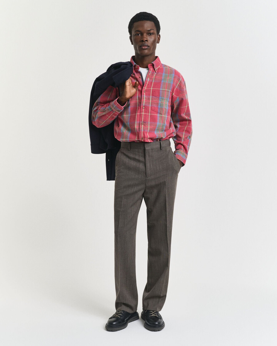 camisa oversize de sarga lavada a cuadros - modern rust