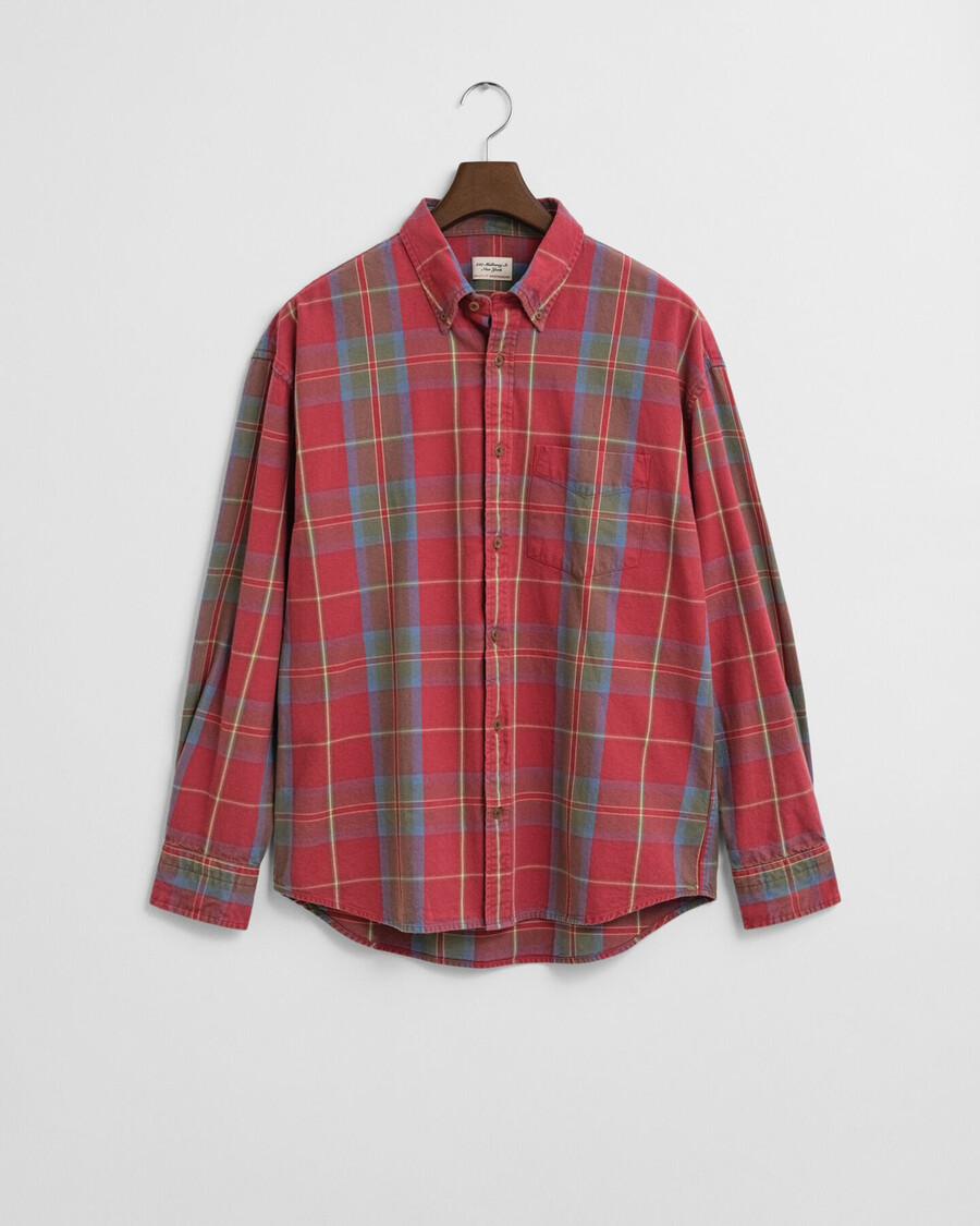 camisa oversize de sarga lavada a cuadros - modern rust