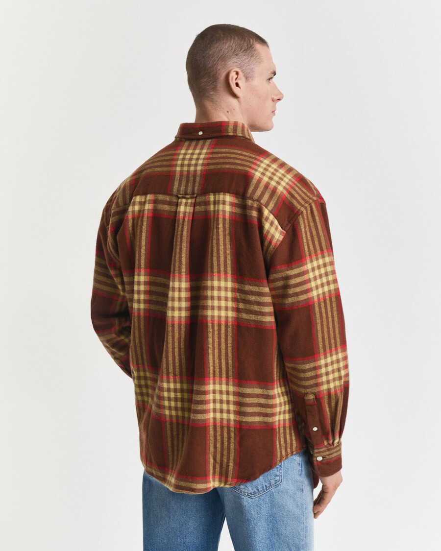 camisa de franela extragrande de sarga - marrón caoba
