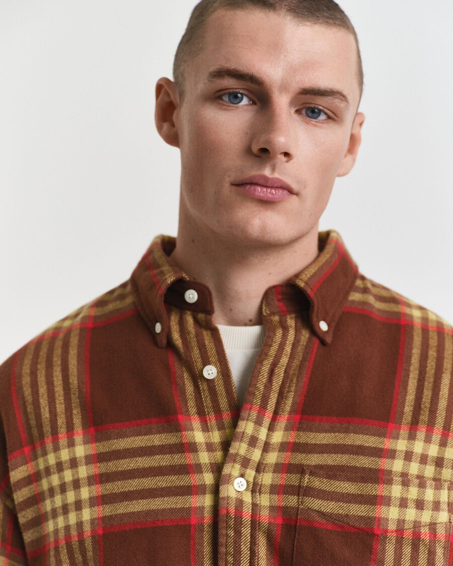 camisa de franela extragrande de sarga - marrón caoba