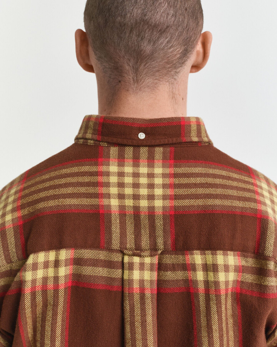 camisa de franela extragrande de sarga - marrón caoba