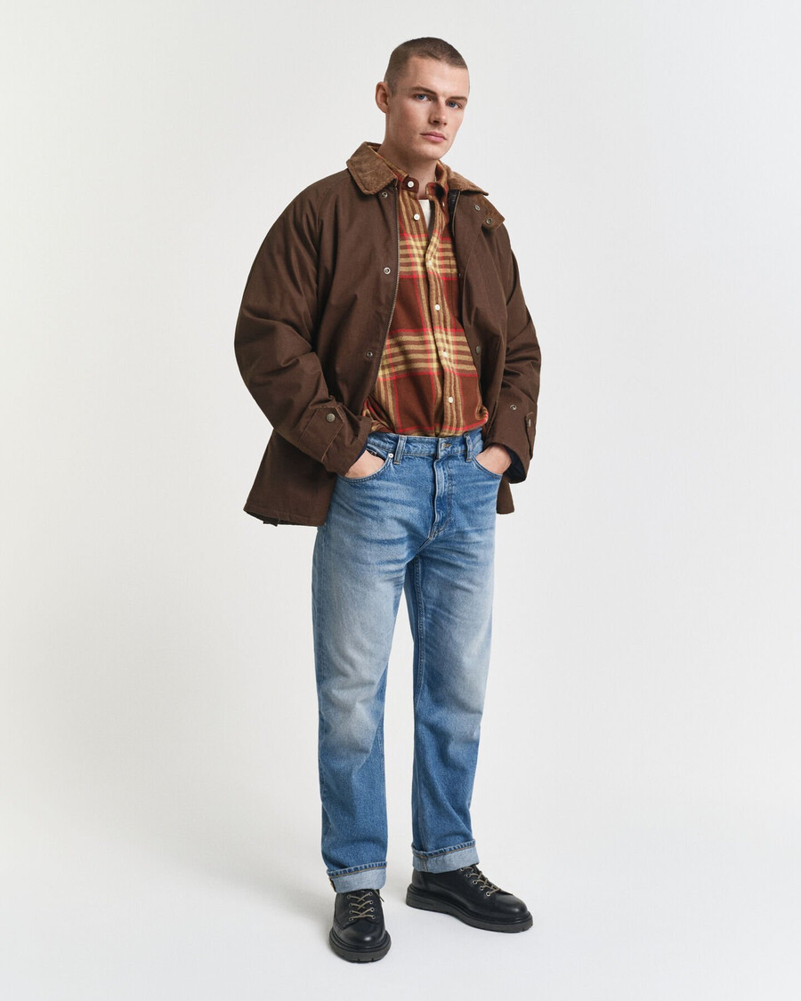 camisa de franela extragrande de sarga - marrón caoba
