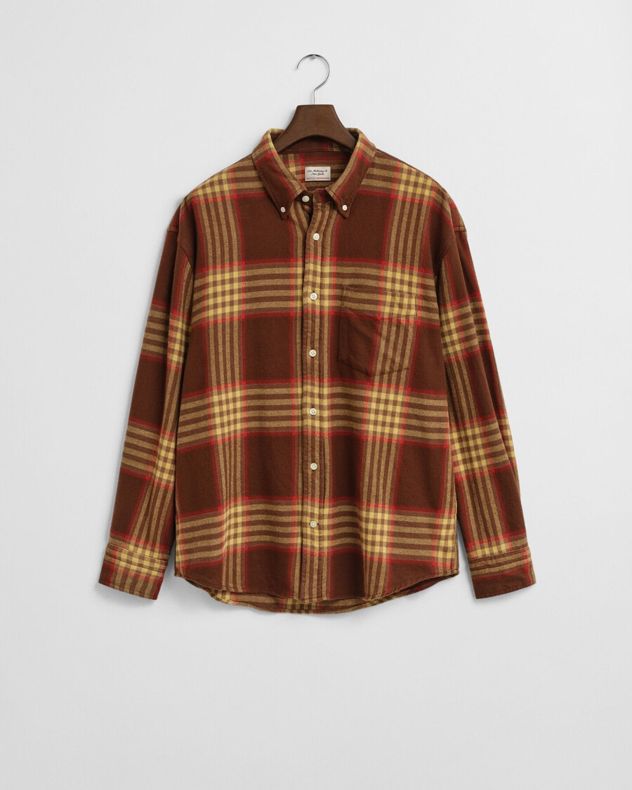 camisa de franela extragrande de sarga - marrón caoba