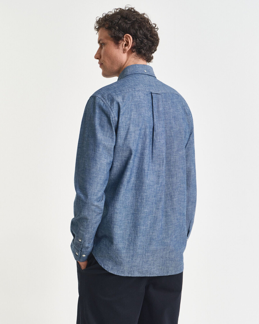 camisa de chambray Índigo de corte regular - azul medio
