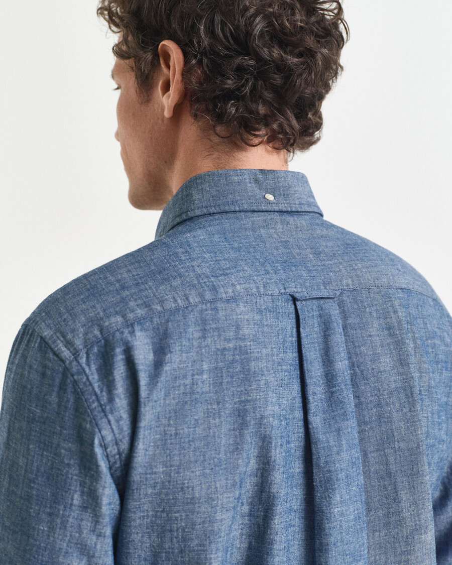 camisa de chambray Índigo de corte regular - azul medio