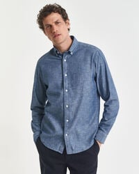 camisa de chambray Índigo de corte regular - azul medio