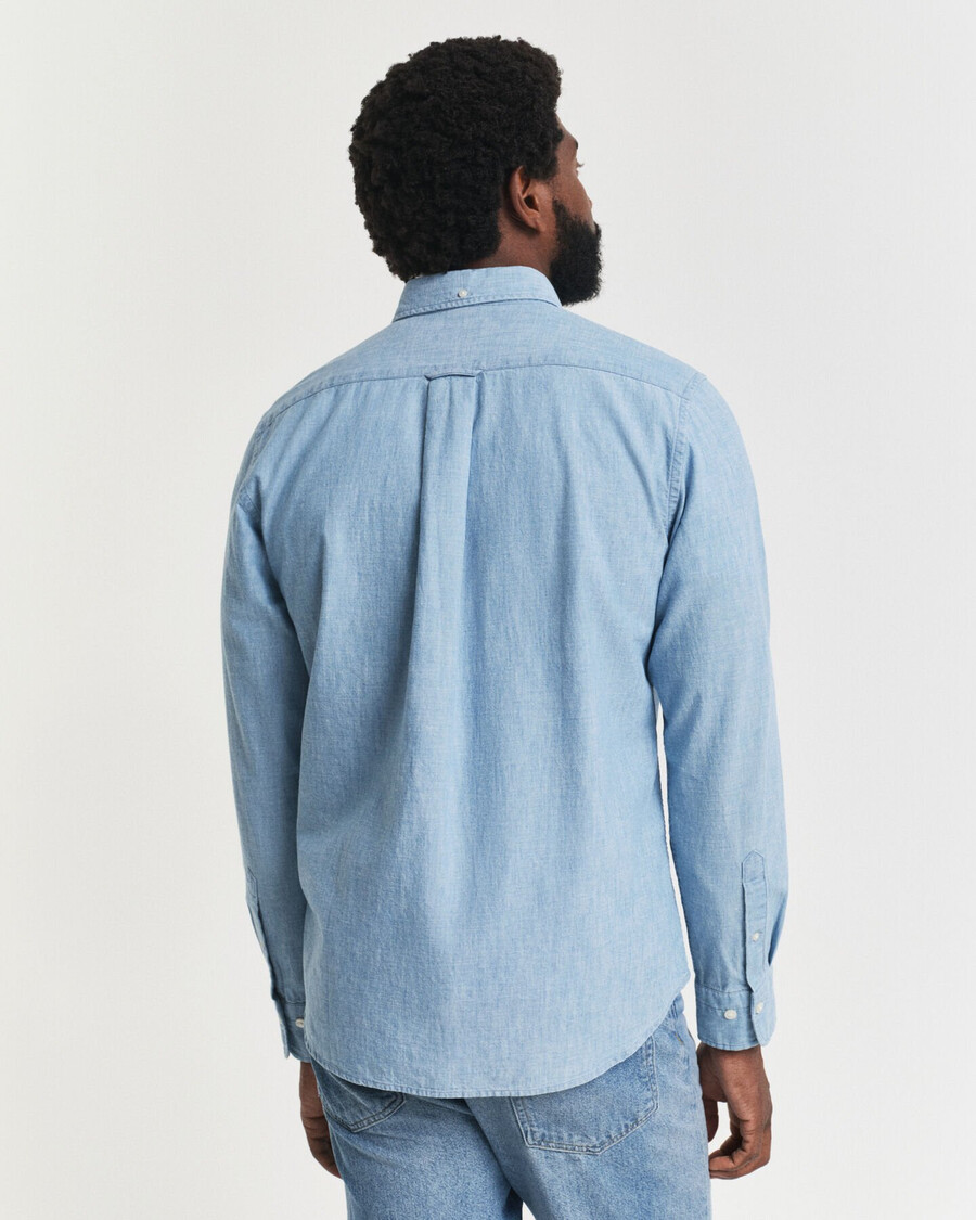 camisa chambray Índigo de corte regular - azul claro