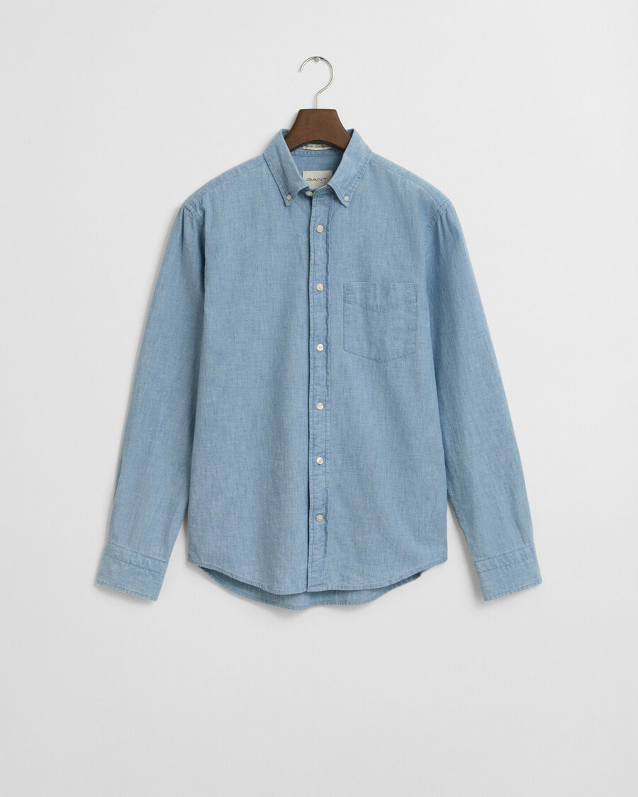 camisa chambray Índigo de corte regular - azul claro
