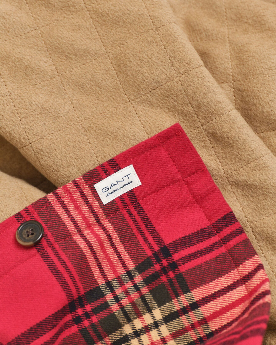 camisa acolchada de cuadros de corte relajado - rojo cereza