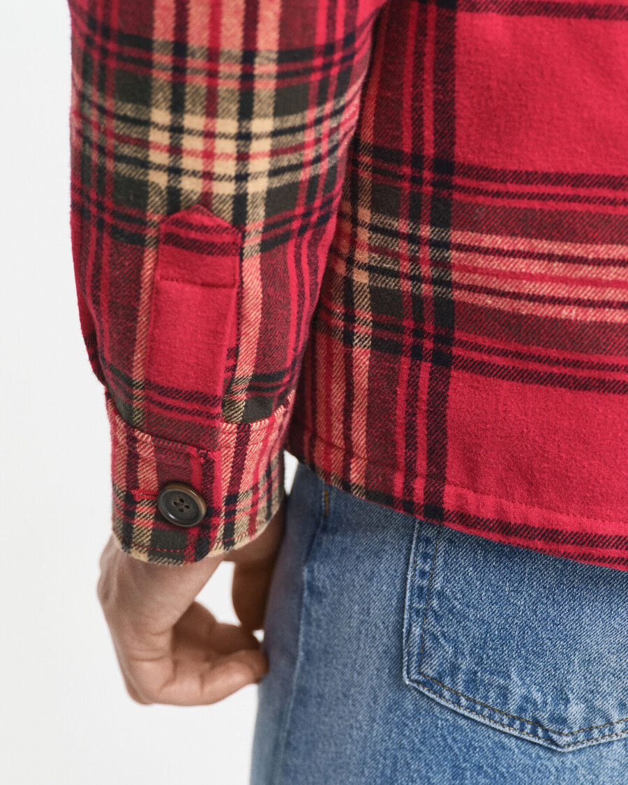 camisa acolchada de cuadros de corte relajado - rojo cereza
