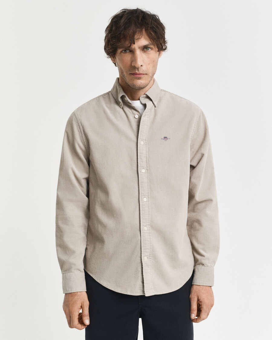 camisa de pana de algodón de corte regular - gris oscuro