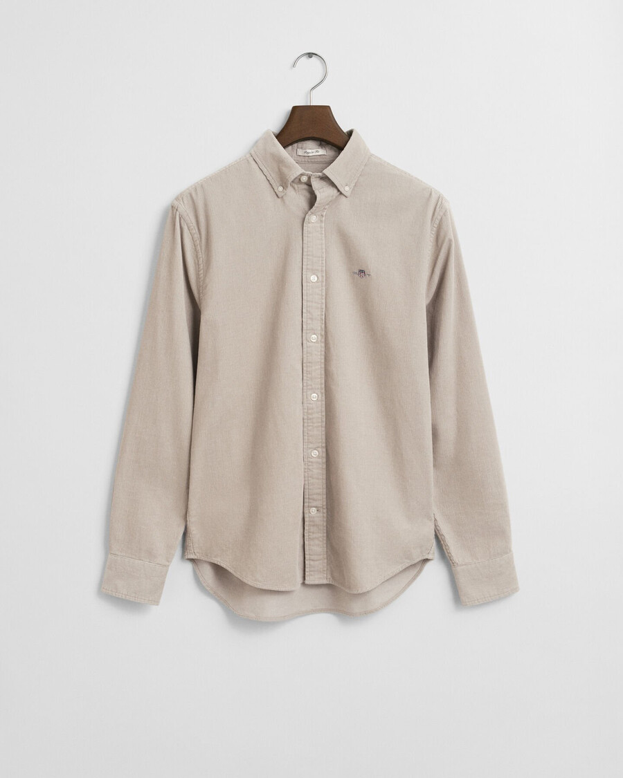camisa de pana de algodón de corte regular - gris oscuro