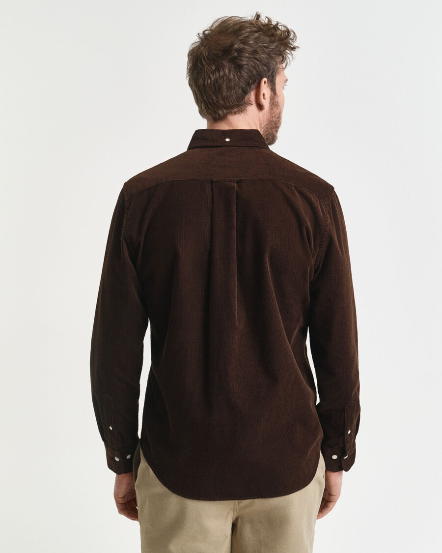 camisa de pana de algodón de corte regular - marrón intenso