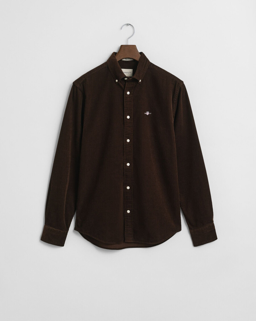 camisa de pana de algodón de corte regular - marrón intenso