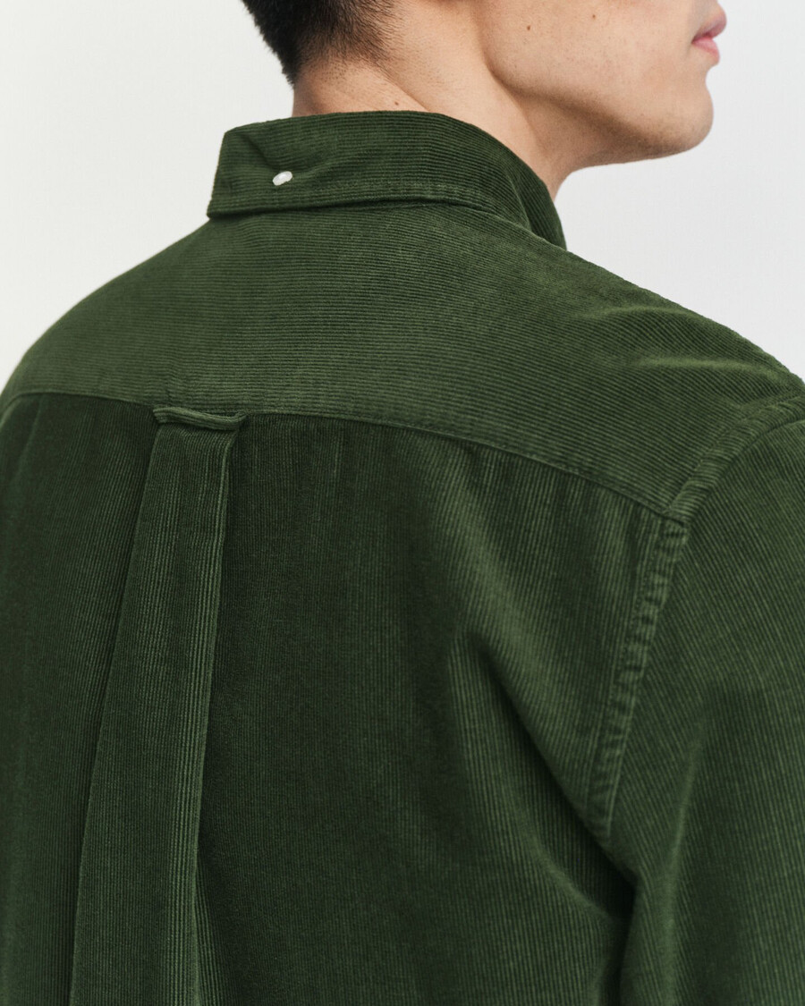 camisa de pana de algodón de corte regular - verde campestre