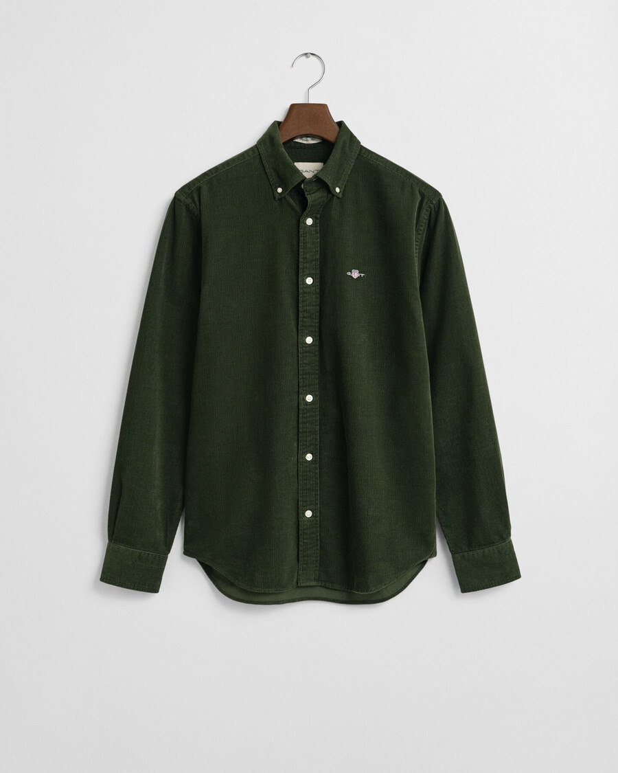 camisa de pana de algodón de corte regular - verde campestre