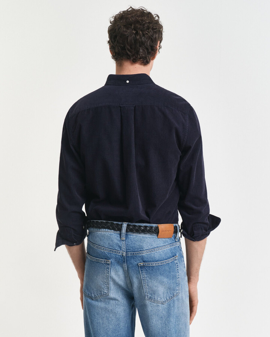 camisa de pana de algodón de corte regular - azul noche