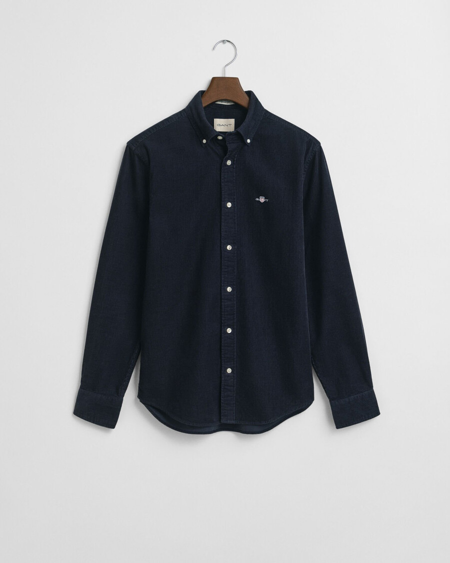 camisa de pana de algodón de corte regular - azul noche