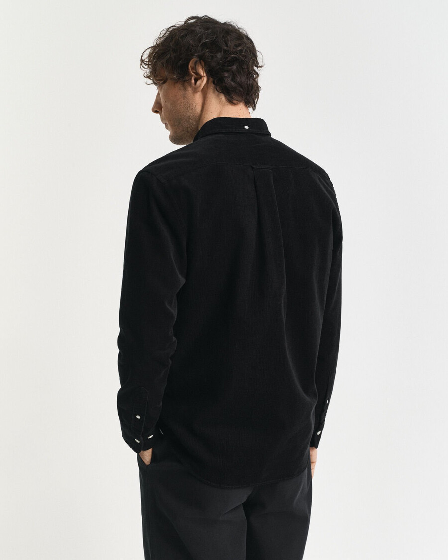 camisa de pana de algodón de corte regular - negra