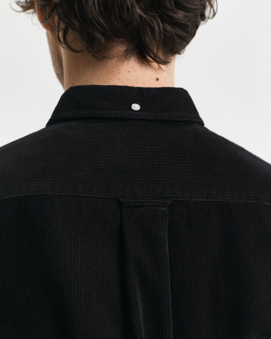 camisa de pana de algodón de corte regular - negra