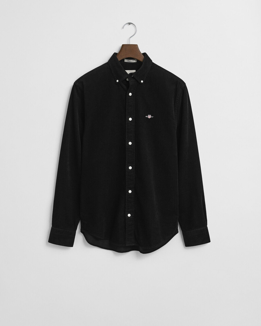 camisa de pana de algodón de corte regular - negra
