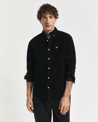 camisa de pana de algodón de corte regular - negra