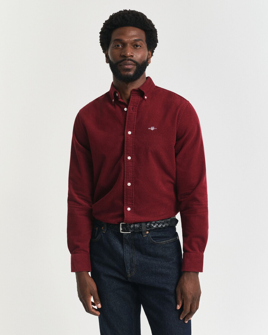 camisa de pana de algodón de corte regular - plumped red