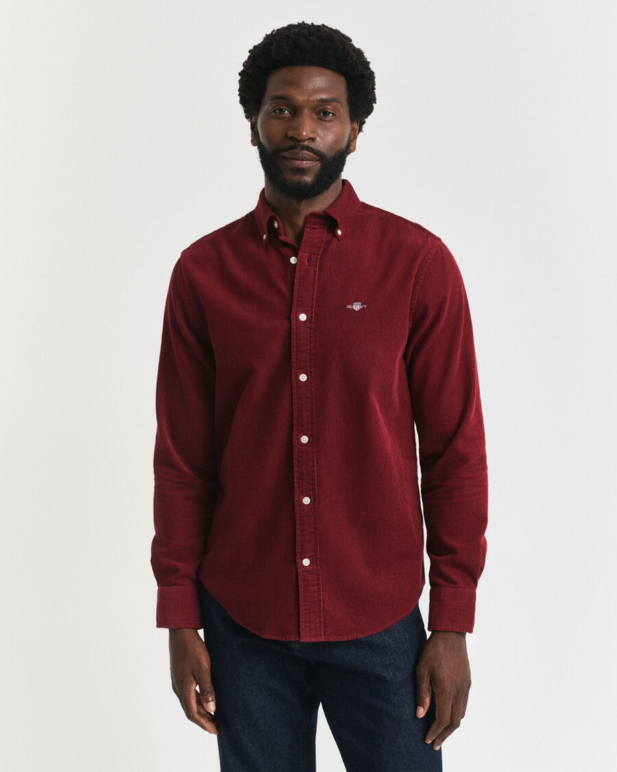 camisa de pana de algodón de corte regular - plumped red