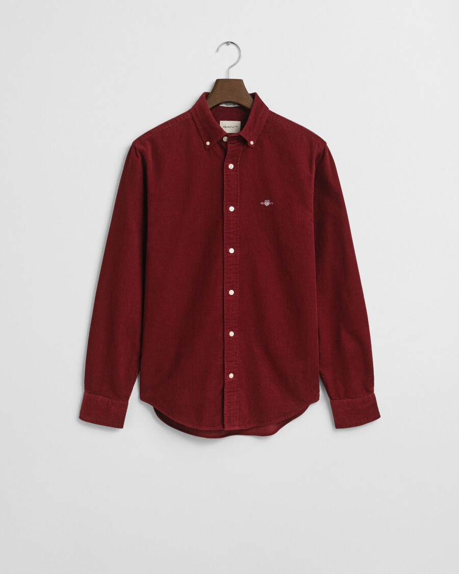 camisa de pana de algodón de corte regular - plumped red