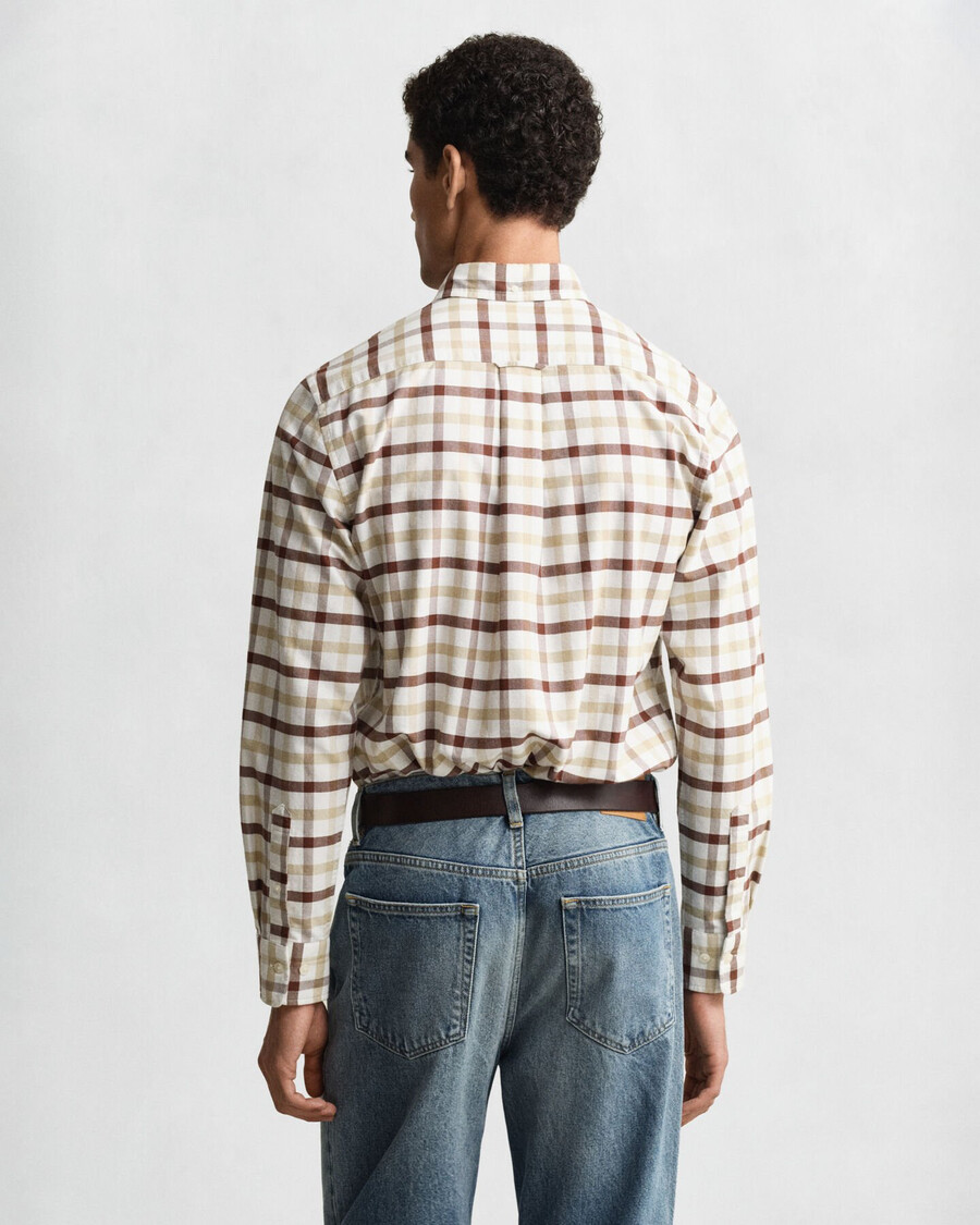 camisa oxford de cuadros de corte regular - marrón caoba