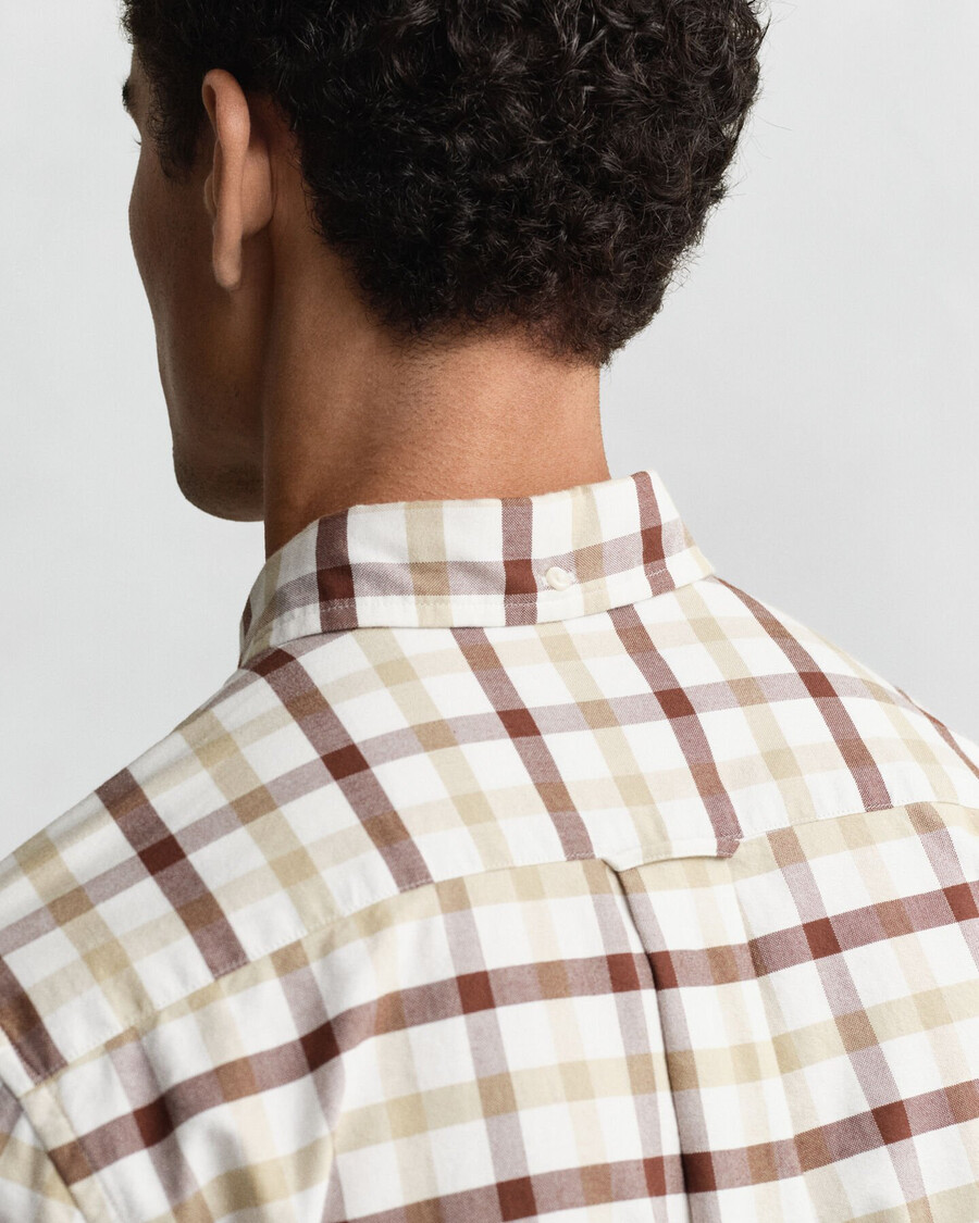 camisa oxford de cuadros de corte regular - marrón caoba