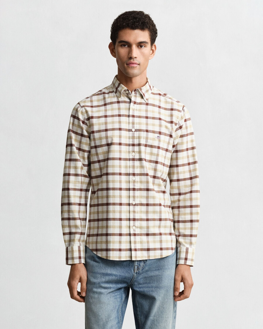 camisa oxford de cuadros de corte regular - marrón caoba