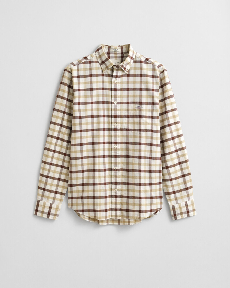 camisa oxford de cuadros de corte regular - marrón caoba