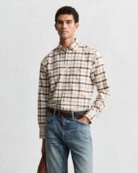 camisa oxford de cuadros de corte regular - marrón caoba