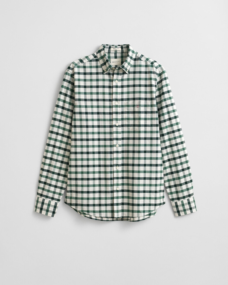 camisa oxford de cuadros de corte regular - verde madera