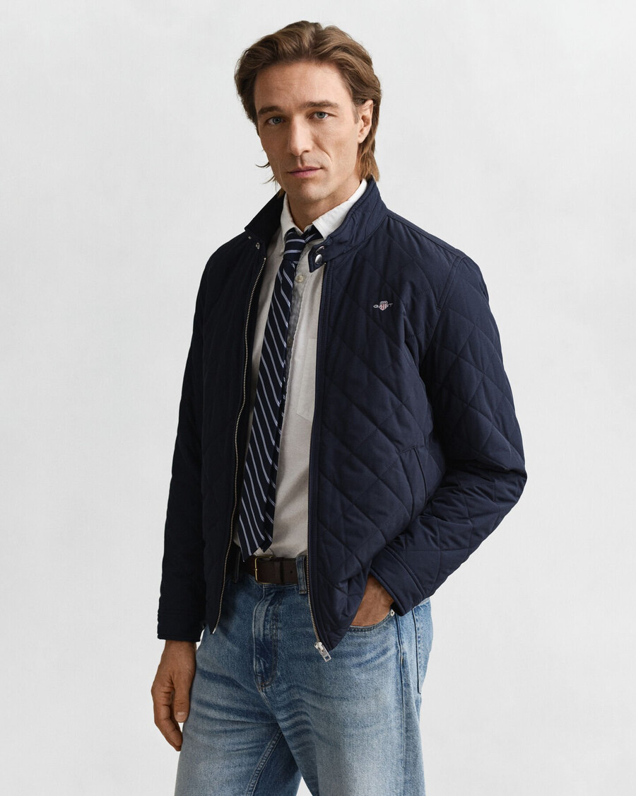 chaqueta cortavientos acolchada - azul noche